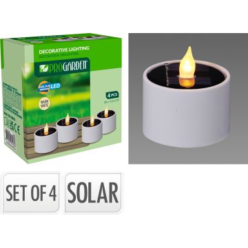 Zonne-energie theelichtjes 4 stuks met knipperende LED