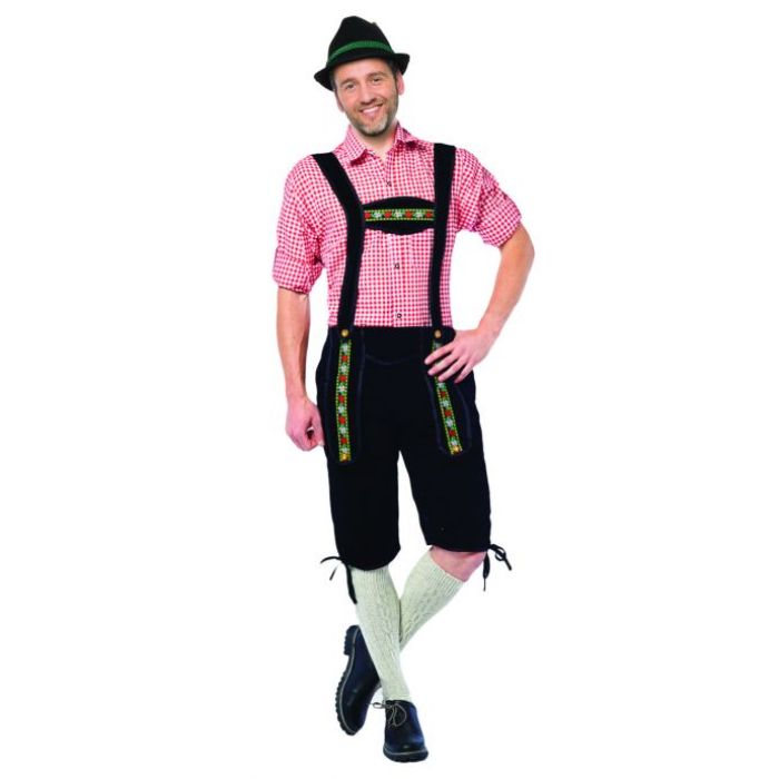 Tyroler lederhosen broek Johann lang zwart