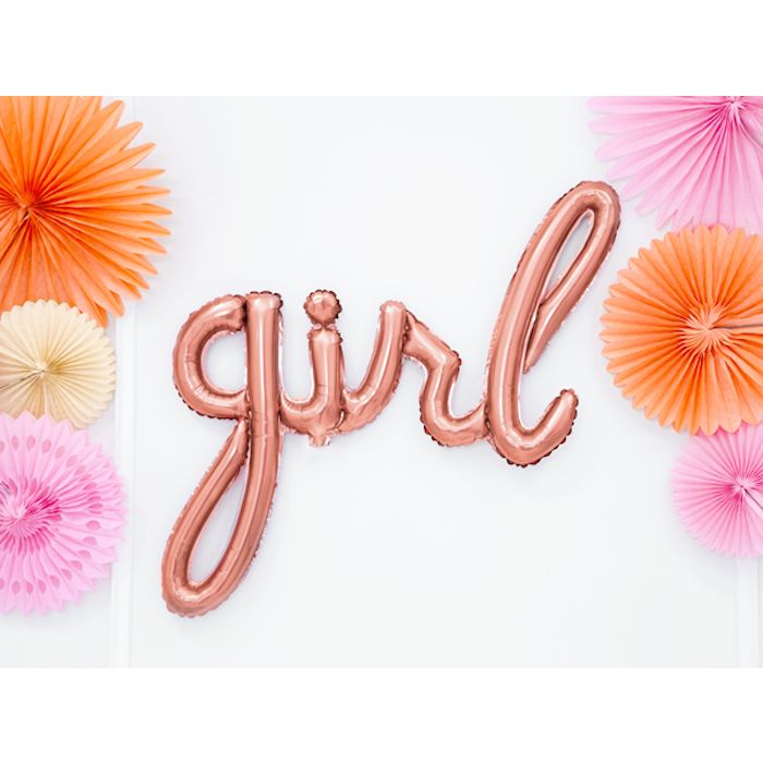Folieballon girl rose goud - 77 cm