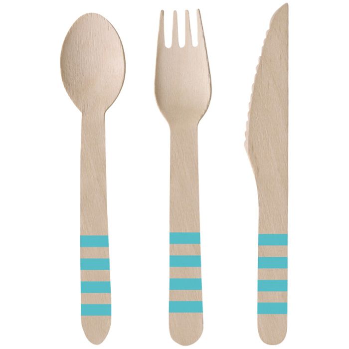 Houten Bestek Blauw 24x - 16 cm
