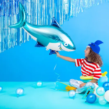 Blauwe haai folieballon, 102x62 cm