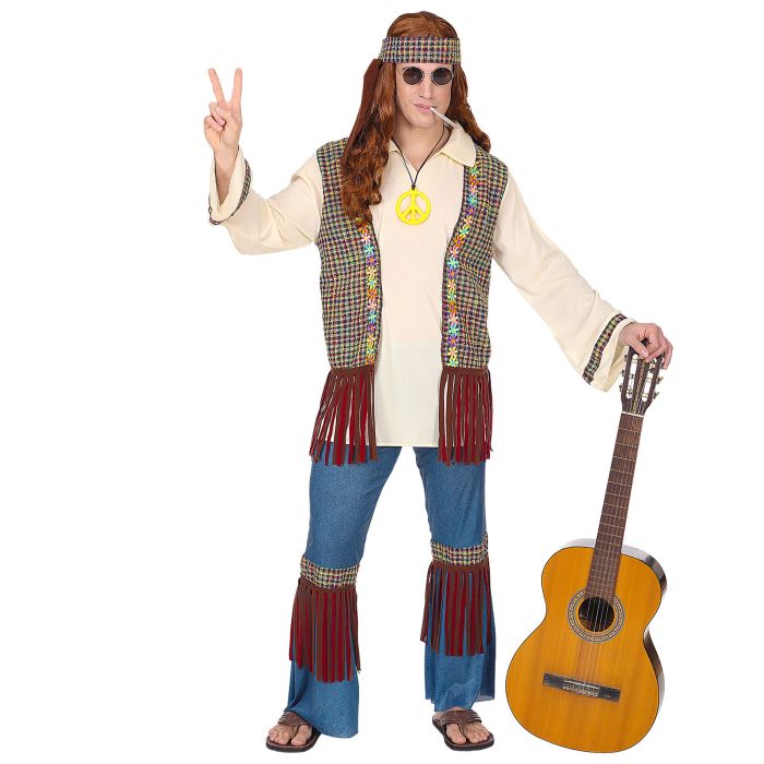 Hippieset voor heren met vest en denimbroek