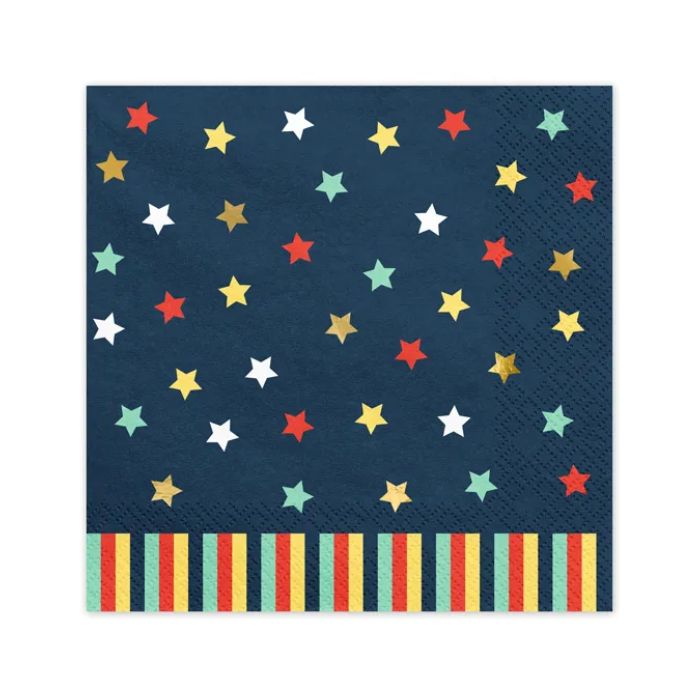 Navy servetten met sterren 12x - 33x33 cm