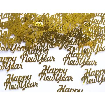 Gouden Happy New Year nieuwjaars tafelconfetti 3 g - 4x2 cm