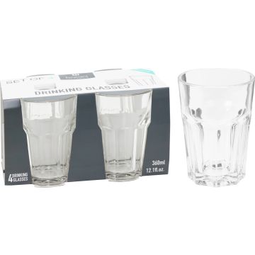 Facetterende drinkglazen 4 stk. 360 ml