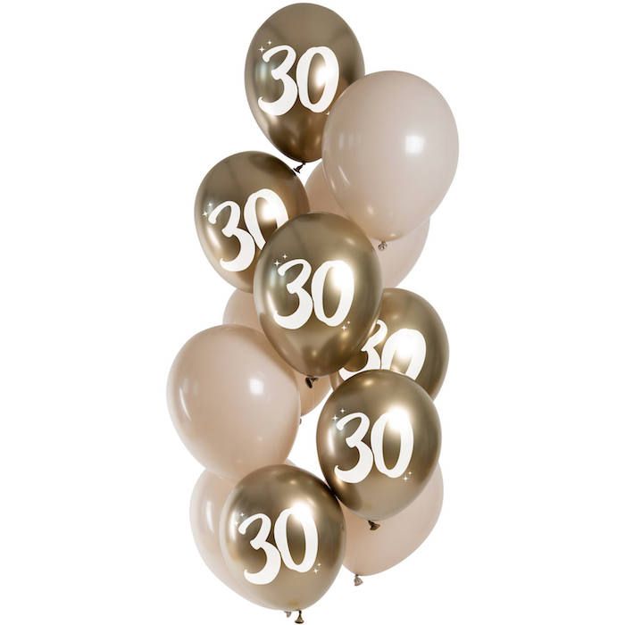30 jaar ballonnen goud 12x - 33 cm