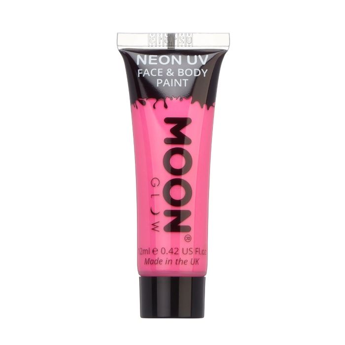 Neon UV gezicht- en lichaamsverf, roze Moon Creations - 12 ml 