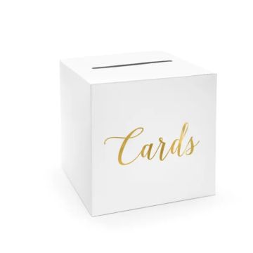 Box voor kaarten goud/wit 24x24x24 cm 