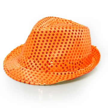 Oranje hoed met glitter
