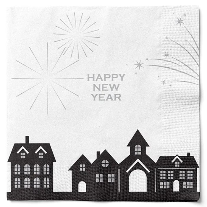 Servetten met vuurwerk happy new year 20x Det Gamle Apotek