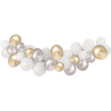 Ballonnenboog in zilver, goud en wit - 3 meter