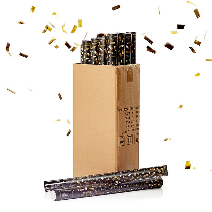 Gouden confettibuis 60 cm PartyVikings 50x - Metallic Rechthoekig