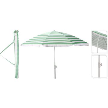 Strandparasol met kantelfunctie, groen en wit, boven 200 cm