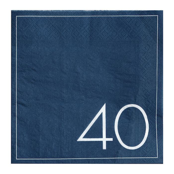 40-jarige verjaardagservetten in blauw 16x