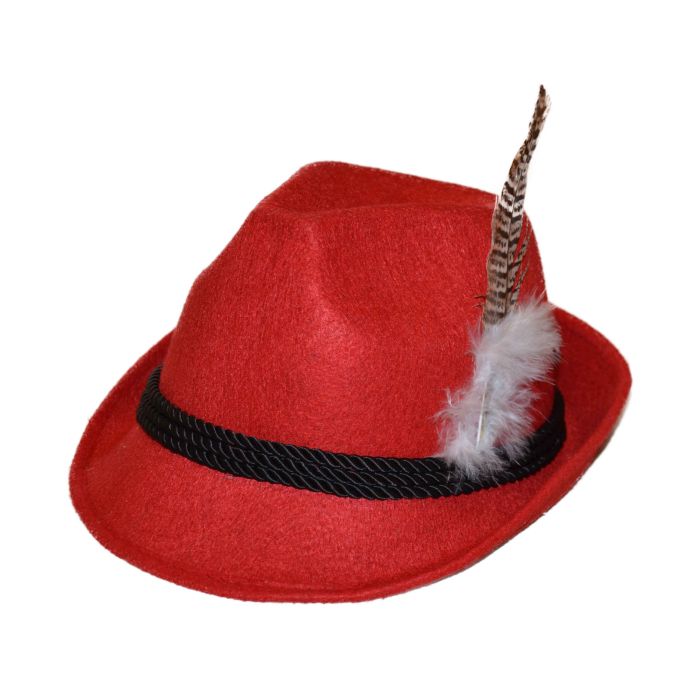 Oktoberfest tyrolerhoed voor rood unisex - onesize