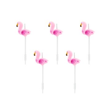 Flamingo verjaardagscandles 5x - 3 cm