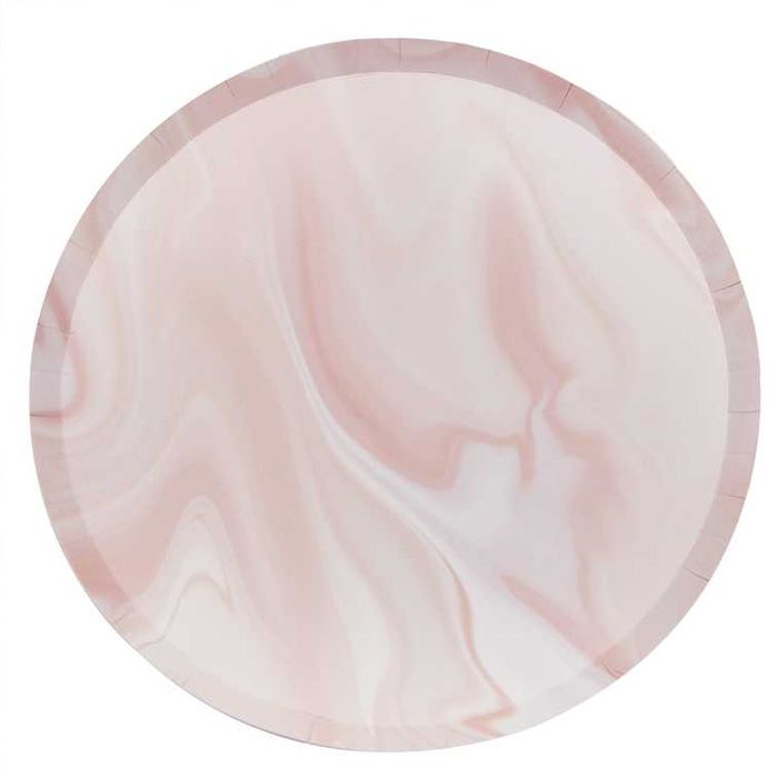 Roze Gemarmerde Borden 8x - 25 cm