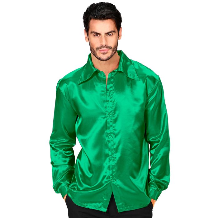Groen satijnen disco shirt voor heren