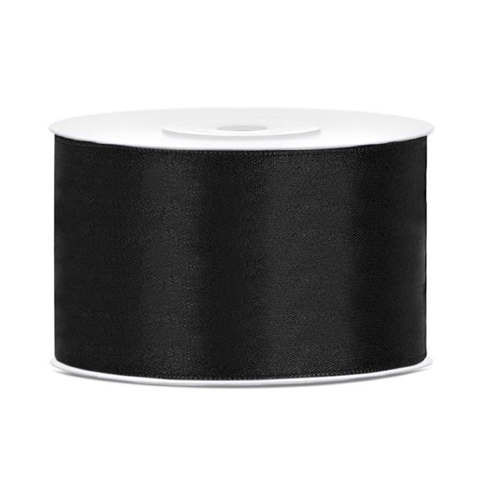 Zwart satijnen lint - 38 mm x 25 m