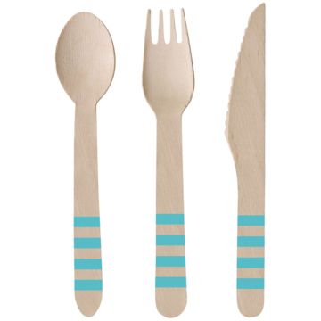 Houten Bestek Blauw 24x - 16 cm