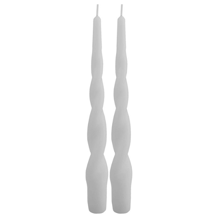 Gedraaide kaarsen wit 2x - 24 cm