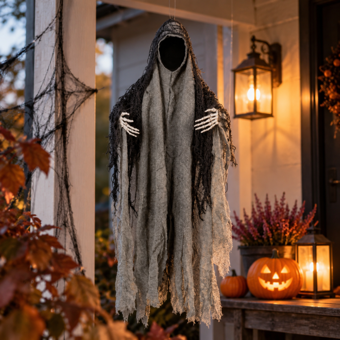 Gezichtsloos halloween spook zwart - 46 cm