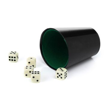 Dobbelspelset met dobbelbeker en 5 dobbelstenen