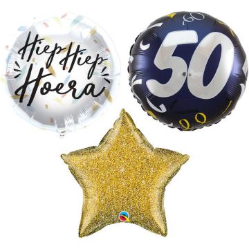 50 jaar verjaardagsballonnenboeket 3x – 45 cm