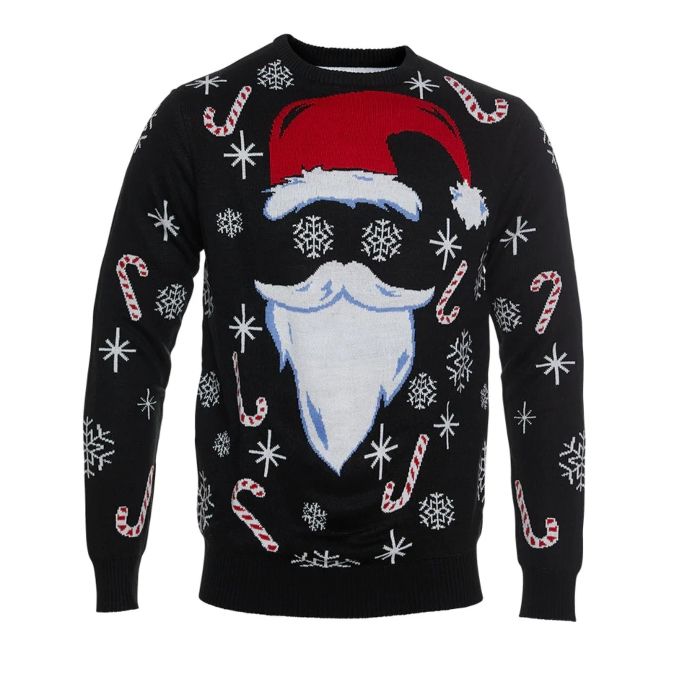 Kersttrui met kerstman zwart