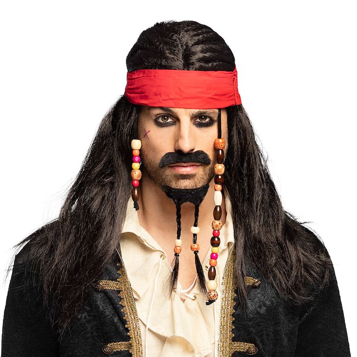 Piratenperruque zwart haar - onesize