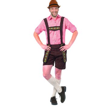 Tyroler lederhosen broek Johann donkerbruin kort