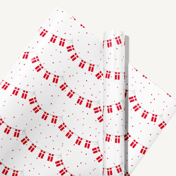 Cadeaupapier wit m. vlaggenlijn 70x300 cm 