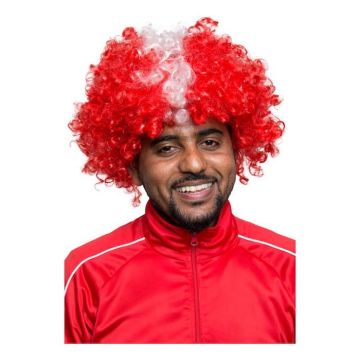 Rood en wit Denemarken hooligan pruik