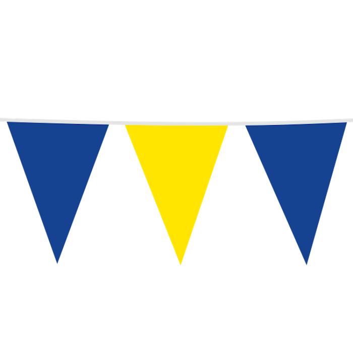 Blauwe en Gele Vlagguirlande - Vlag 30 x 45 cm - 10 meter 