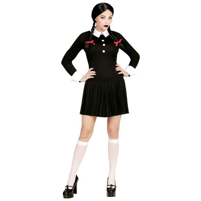 Zwarte gotische halloween schoolmeisjesjurk