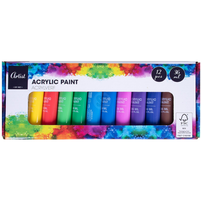 Acrylverf set 12x kleuren 36ml