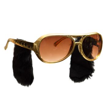 Gouden Elvis zonnebril met snor