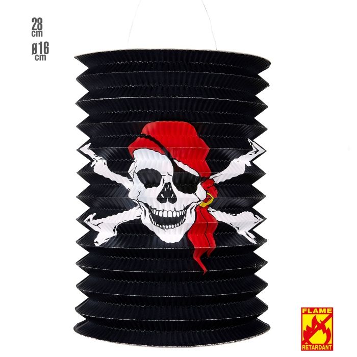 Cilindervormige papieren lantaarn met piratenmotief 28 cm 