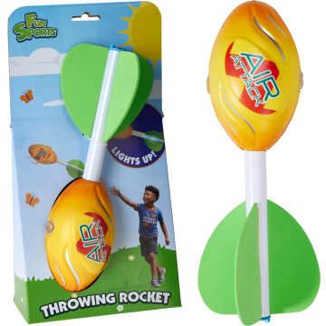 Verlichte gooi-raket in geel 28 cm