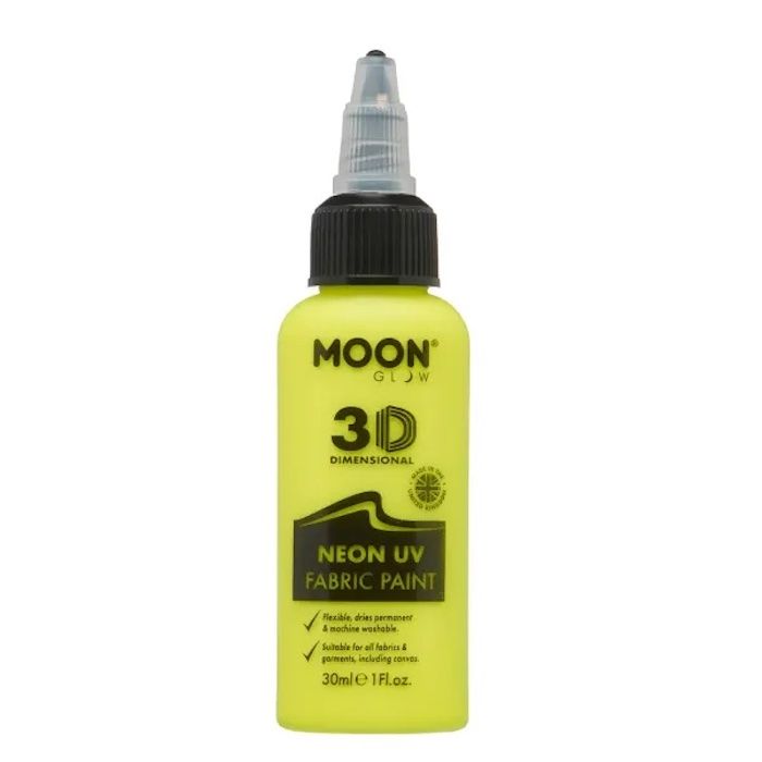 Neon UV Textielverf Geel 30 ml Moon Creations