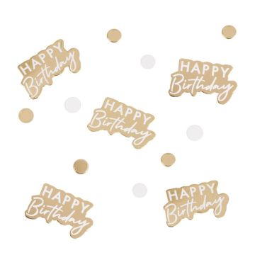 Happy Birthday confetti in goud en wit - 13 g