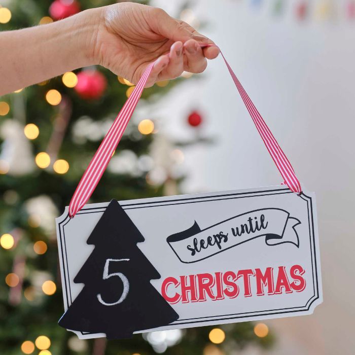 Kerst afcountdownbord in hout 21,5x17 cm