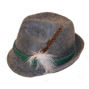 Tyrolerhoed voor oktoberfest Bayern grijs unisex one-size