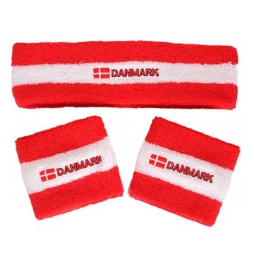 Zweetbandenset Rood en wit Denemarken 