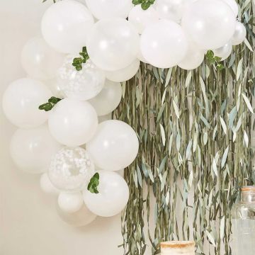 Witte Ballonboog met Confetti - incl. Kunstmatige Bladeren 52 delen