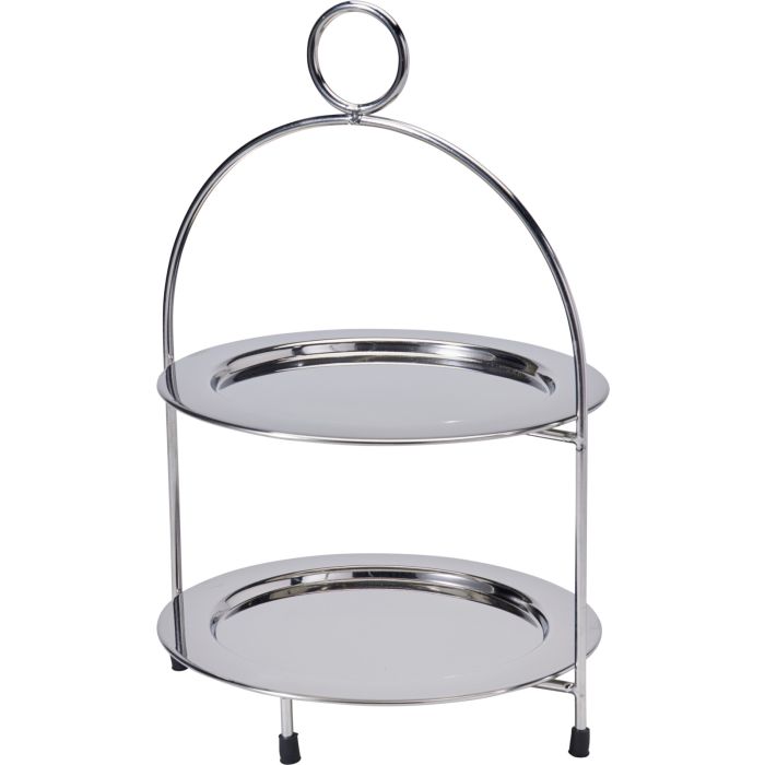 Etagère van roestvrij staal met 2 etages Ø 22 cm