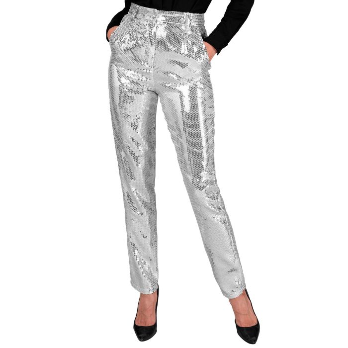 Paillettenbroek voor dames in zilver