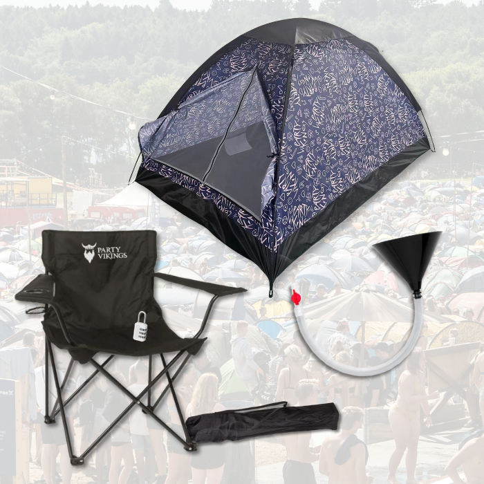 Festivalpakket 2 personen premium - FRIGG tent, festivalstoel m.m.  