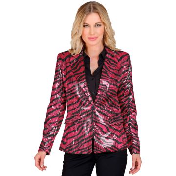 Roze zebrapaillettenjacket voor dames