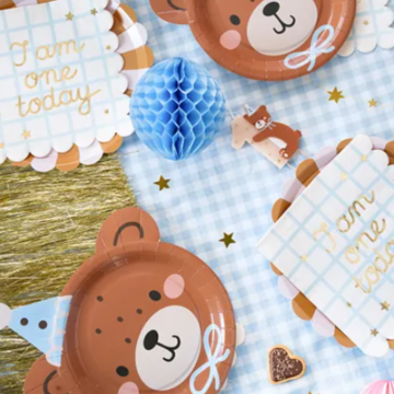Teddybeer pap bordjes 6x - 21x23 cm